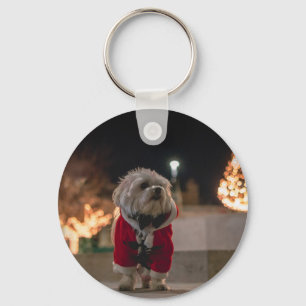Porte-clés Dog à Santa costume