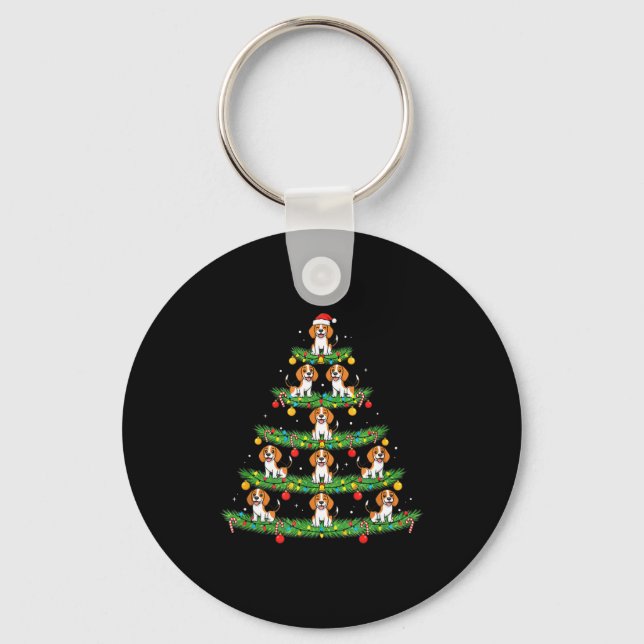 Porte-clés Dog Christmas Tree, Beagle Puppy Holiday Design Fo (Recto)