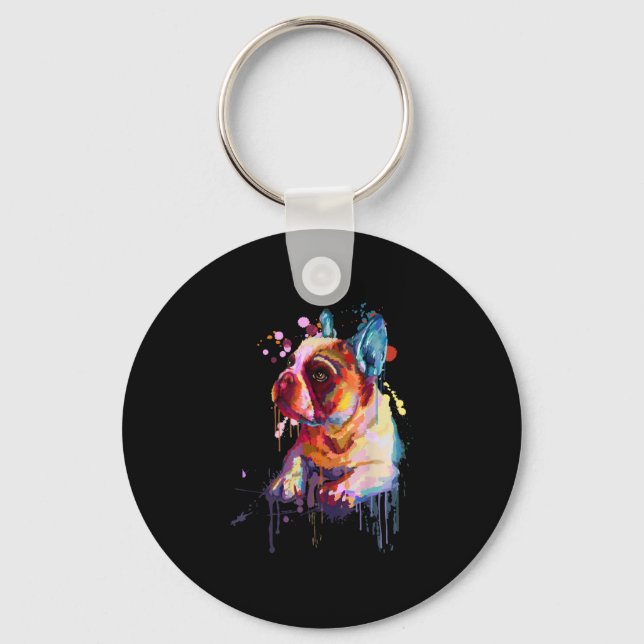 Porte-clés Dog | French Bulldog Hand Drawing Art (Recto)
