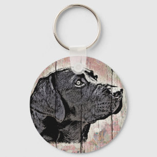 Porte-clés Dog Keychain Pastel Wood Labrador Head