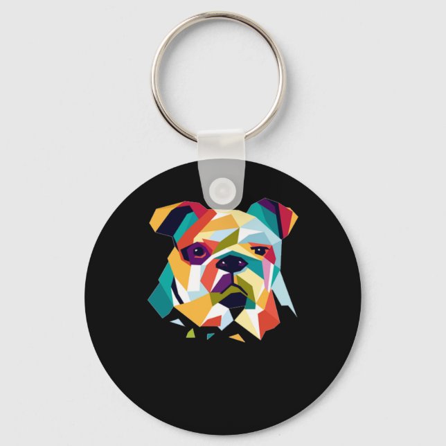 Porte-clés Dog Lovers | Bulldog Polygonal Abstract Graphic (Recto)