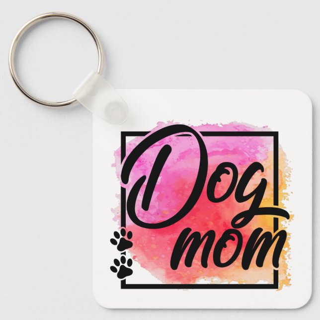 Porte-clés Dog mom colorful photo name (Recto)