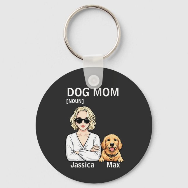Porte-clés Dog Mom Portrait With Golden Retriever Art (Recto)