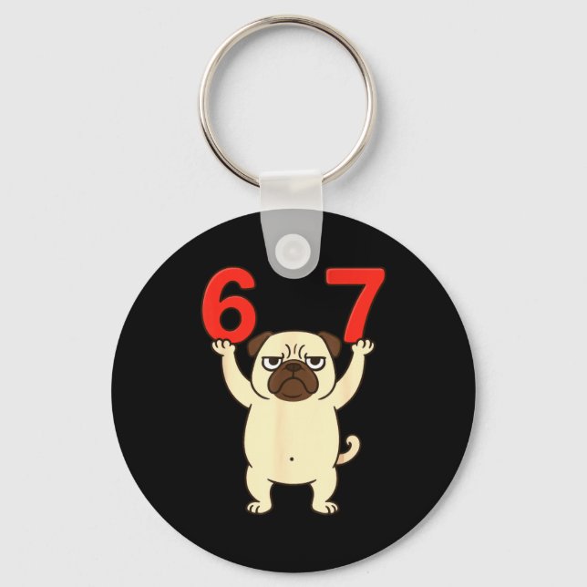 Porte-clés Dog Pug Funny 67 Meme Six Seven  (Recto)