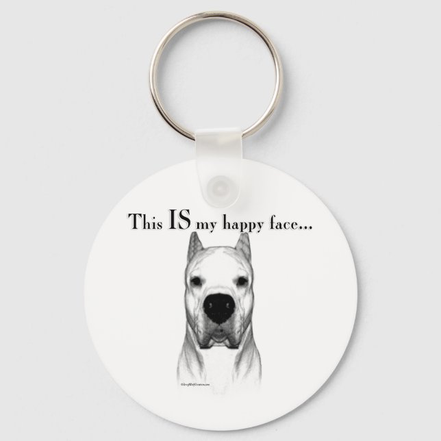 Porte-clés Dogo Argentino Joyeux Visage (Recto)