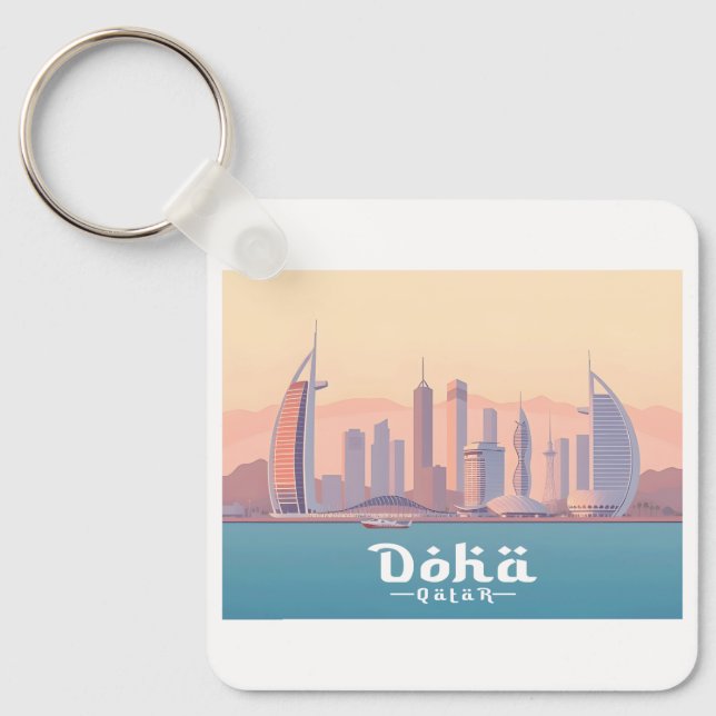 Porte-clés Doha Qatar Arabian Gulf Pastel Voyage (Recto)