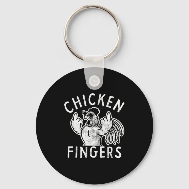 Porte-clés Doigts de poulet, doigts du milieu, poulet drôle  (Recto)