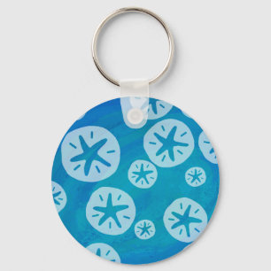 Porte-clés Dollar de sable blanc et Motif bleu