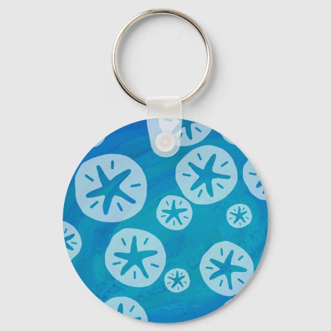Porte-clés Dollar de sable blanc et Motif bleu (Recto)