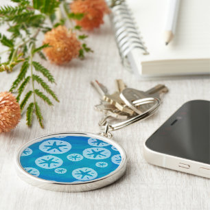 Porte-clés Dollar de sable blanc et Motif bleu