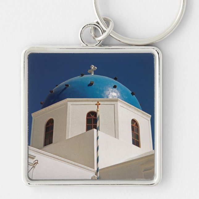 Porte-clés Dôme bleu, Santorin, Grèce (Devant)
