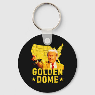 Porte-clés Dôme Doré Trump Grande Carte Américaine Patriotiqu