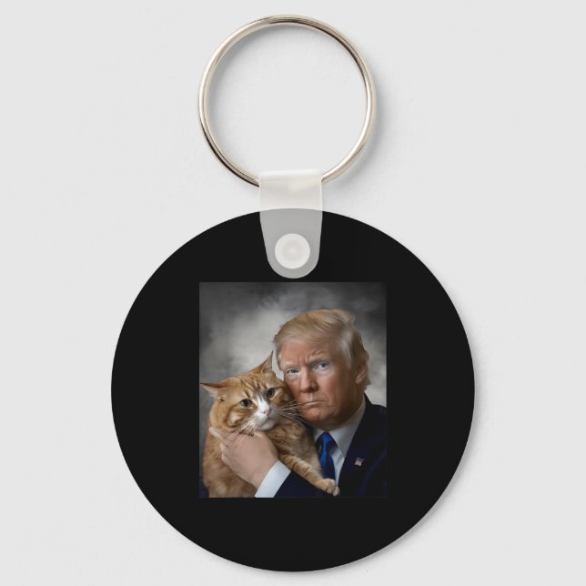 Porte-clés Donald Trump And Cat Funny Trump And Cat, Litical  (Recto)