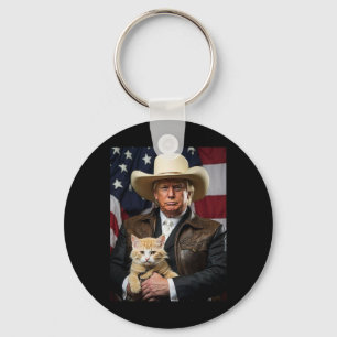 Porte-clés Donald Trump Chemise de chat Cowboy Drapeau améric