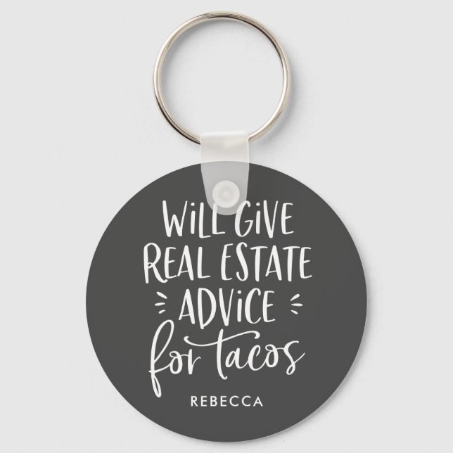 Porte-clés Donnera Des Conseils Immobiliers À Tacos Funny Age (Recto)