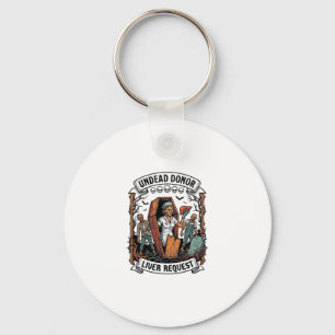 Porte-clés Donneur d'organe zombie gravure vintage T-shirt bl