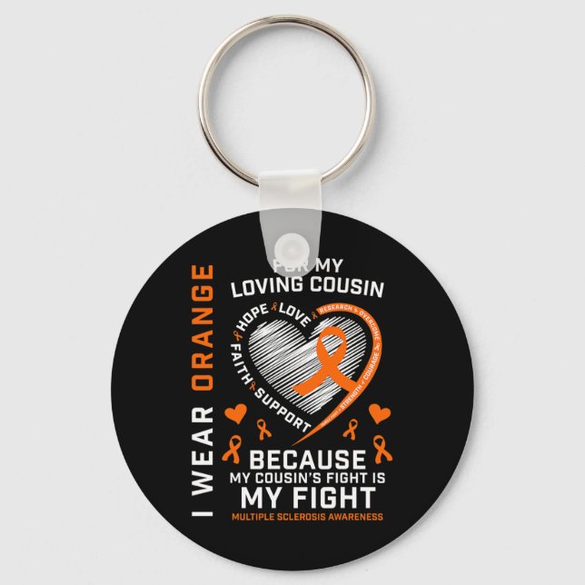 Porte-clés Dons Orange Fighter Cousin Multiple Sclerosis Awa (Recto)