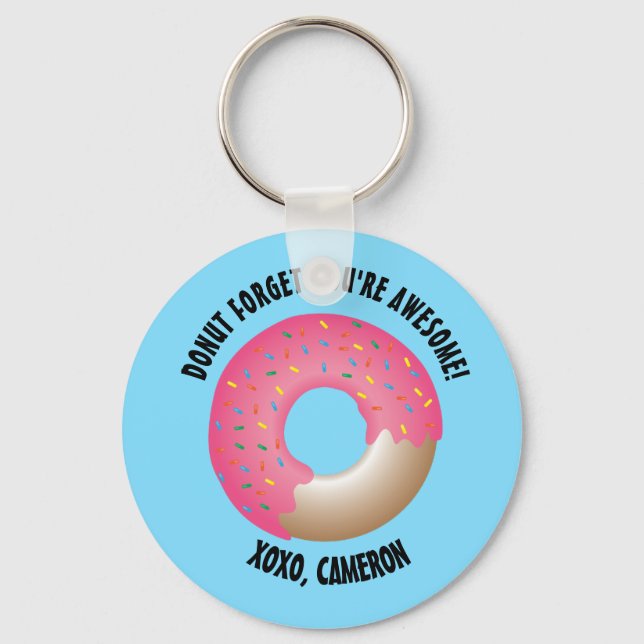 Porte-clés Donut Forget You're Awesome XOXO Personalized (Recto)