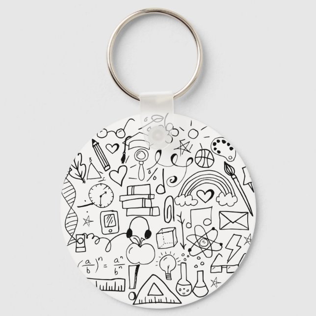 Porte-clés Doodle Art Black and White Backpack Charm (Recto)
