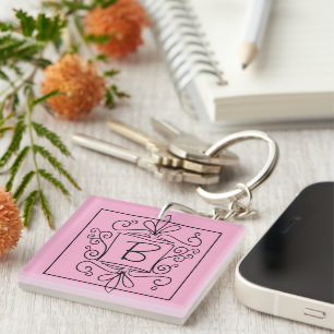 Porte-clés Doodle avec monogramme de nom personnal