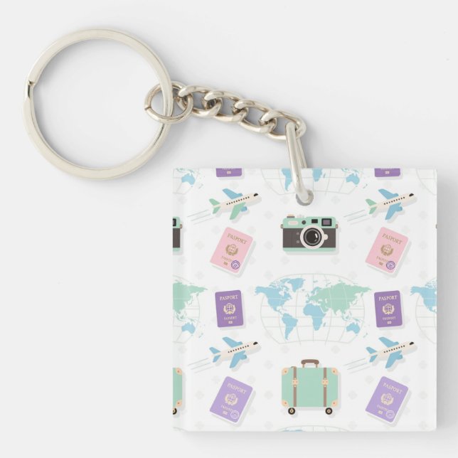 Porte-clés doodle de voyage fantaisiste – Aventure (Devant)