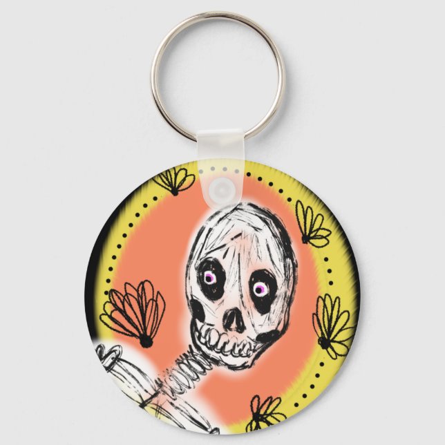 Porte-clés Doodle d'Halloween squelette effrayant   (Recto)