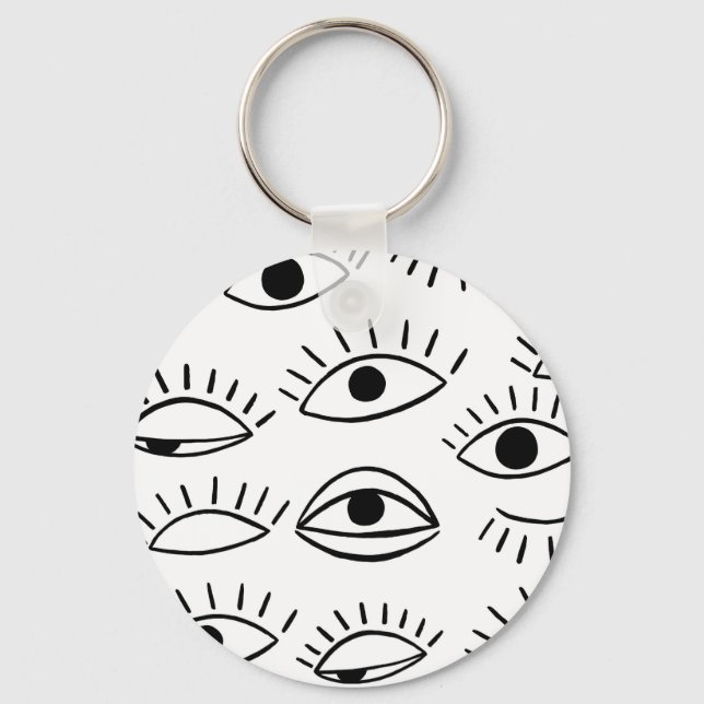 Porte-clés Doodle eye, motif créatif sans couture. (Recto)