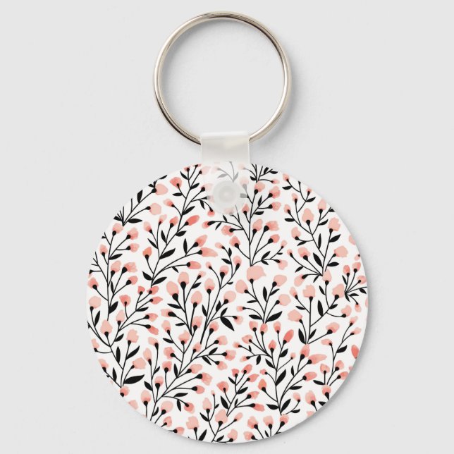 Porte-clés Doodle Flowers : Coral Floral sans joint. (Recto)