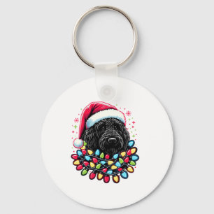 Porte-clés Doodle noir Labradoodle Noël Arbre de Noël Lumière