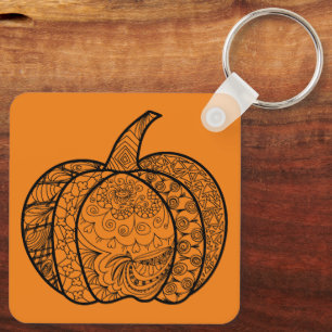 Porte-clés Doodles d'Halloween boho mandala citrouilles Autom