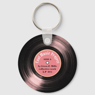 Porte-clés Dossier vinyle LP personnalisé avec son nom rose
