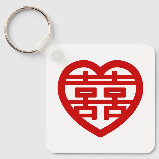 Porte-clés Double Bonheur 囍 Shuangxi Chinese Hanzi Heart (Recto)