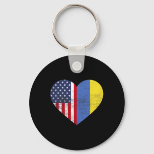 Porte-clés Double Citoyenneté États-Unis Ukraine Cœur América