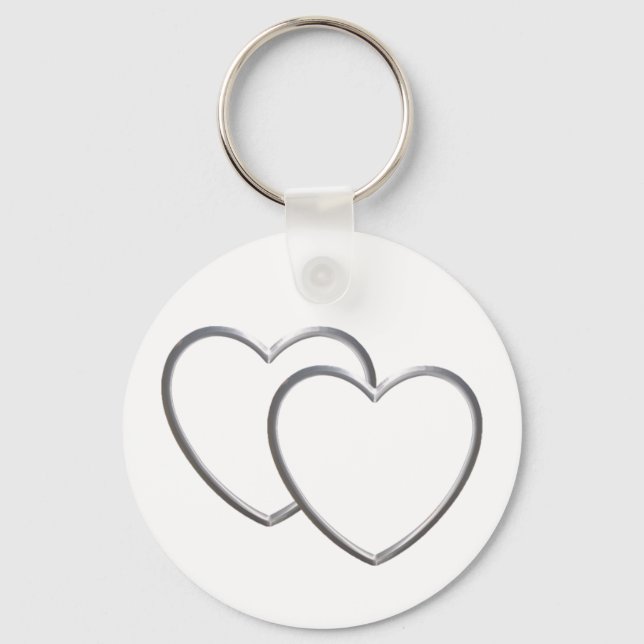 Porte-clés Double coeur argenté (Recto)