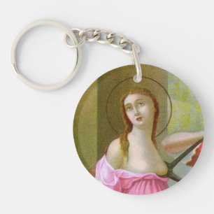 Porte-clés Double Image Rose Sainte Agathe (M 003)