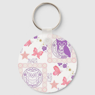 Porte-clés Double Owls and Butterflies Keychain