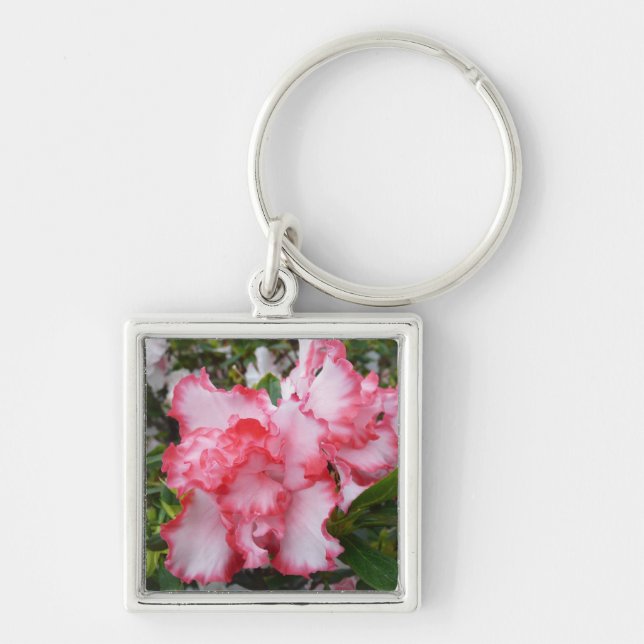 Porte-clés Double rouge et blanc Azaleas printemps floral (Devant)