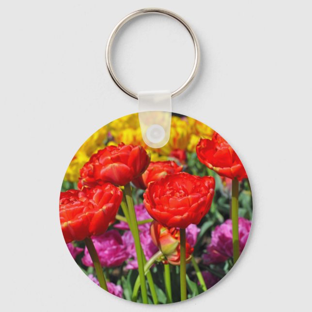 Porte-clés Double tulipe rouge (Recto)