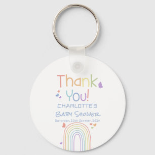 Porte-clés Douce Baby Shower Arc-en-Ciel & Cœurs Colorés