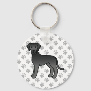Porte-clés Doux chien de dessin animé Grand Danois noir