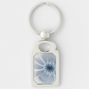 Porte-clés Doux et tendreté bleu fleur imaginaire fractal cu