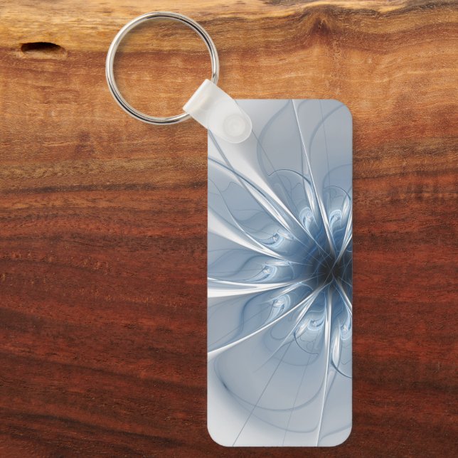 Porte-clés Doux et tendreté bleu fleur imaginaire fractal cu (Recto)