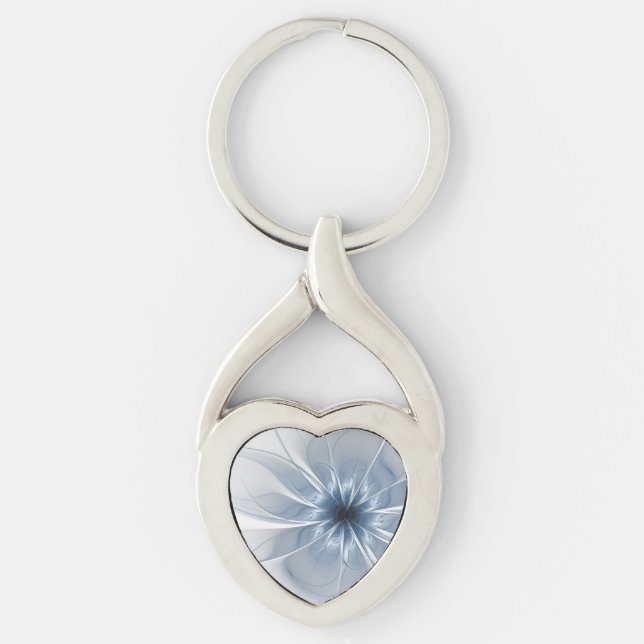 Porte-clés Doux et tendreté bleu fleur imaginaire fractal cu (Devant)