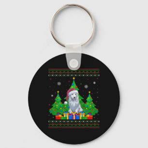 Porte-clés Doux moche arbre de Noël Santa Hat Akbash Chien X