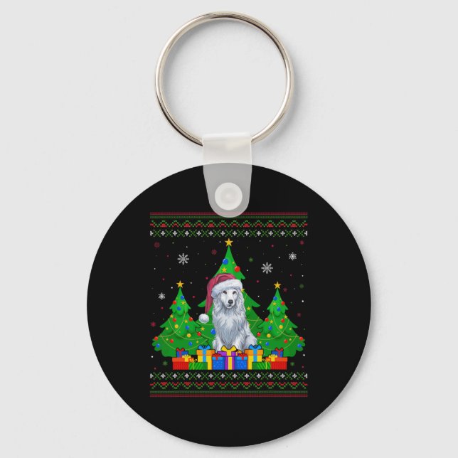 Porte-clés Doux moche arbre de Noël Santa Hat Akbash Chien X (Recto)