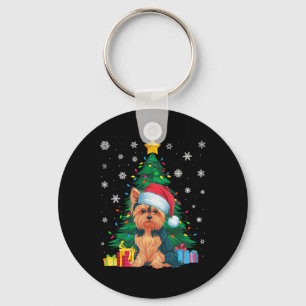 Porte-clés Doux moche sapin de Noël éclaire Yorkie Chien Sant