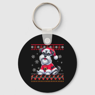 Porte-clés Doux moche X mas Père Noël Miniature Schnauzer Chi