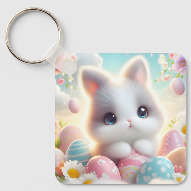 Porte-clés Doux œufs de Pâques pastel Kawaii (Recto)