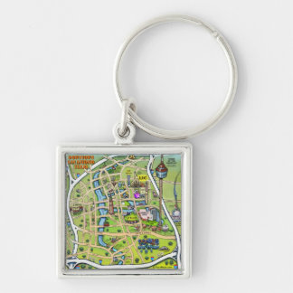 Porte-clés Downtown San Antonio Cartoon Map