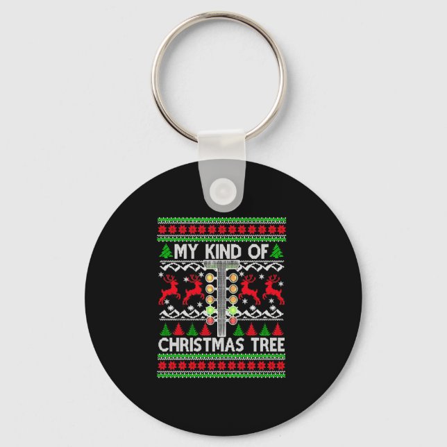 Porte-clés Drag Racing Arbre de Noël laide Chandail de Noël (Recto)